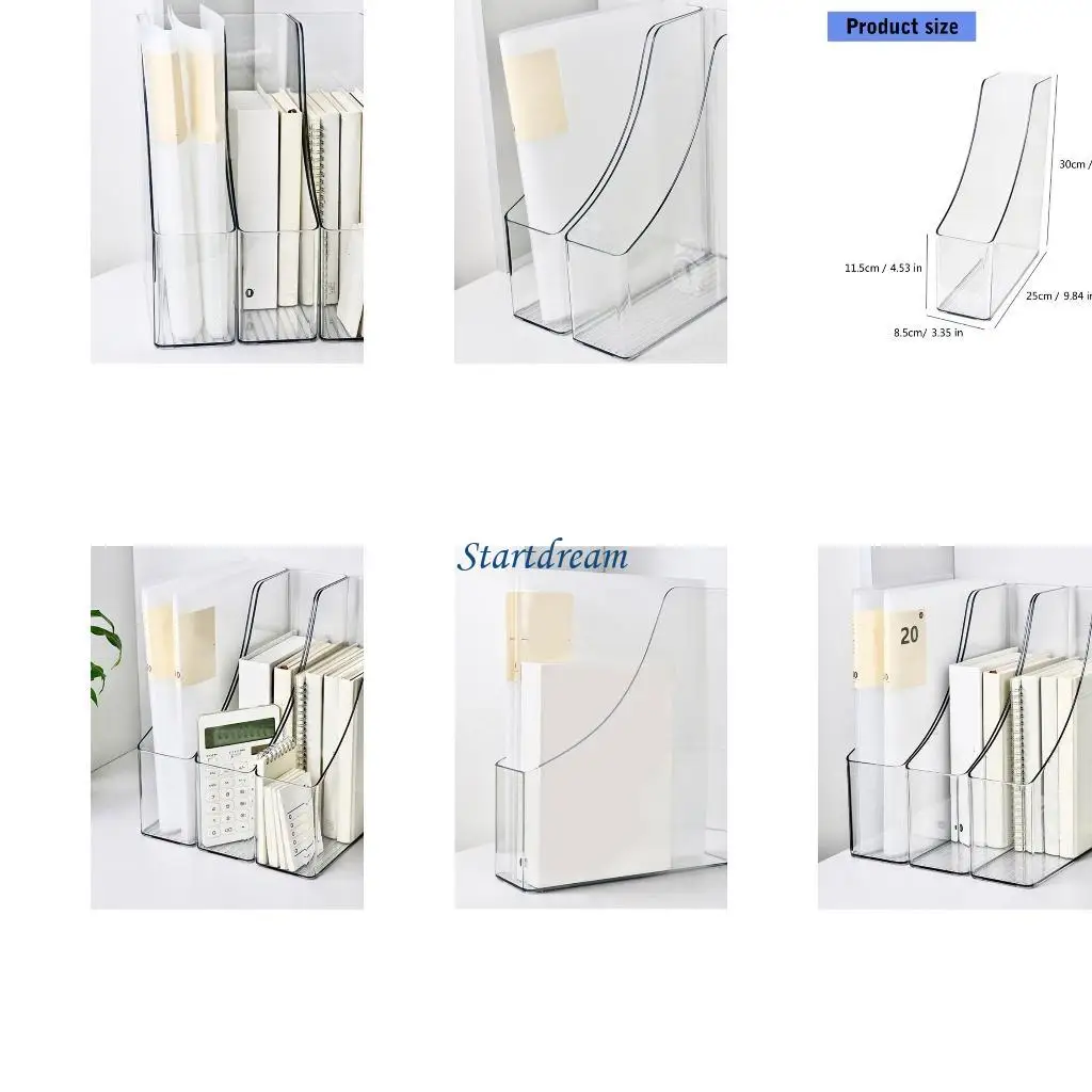 

Clear Desk Book End 8.5x25x30cm Desk Magazine Stand Space Saving Book Organizers K92C