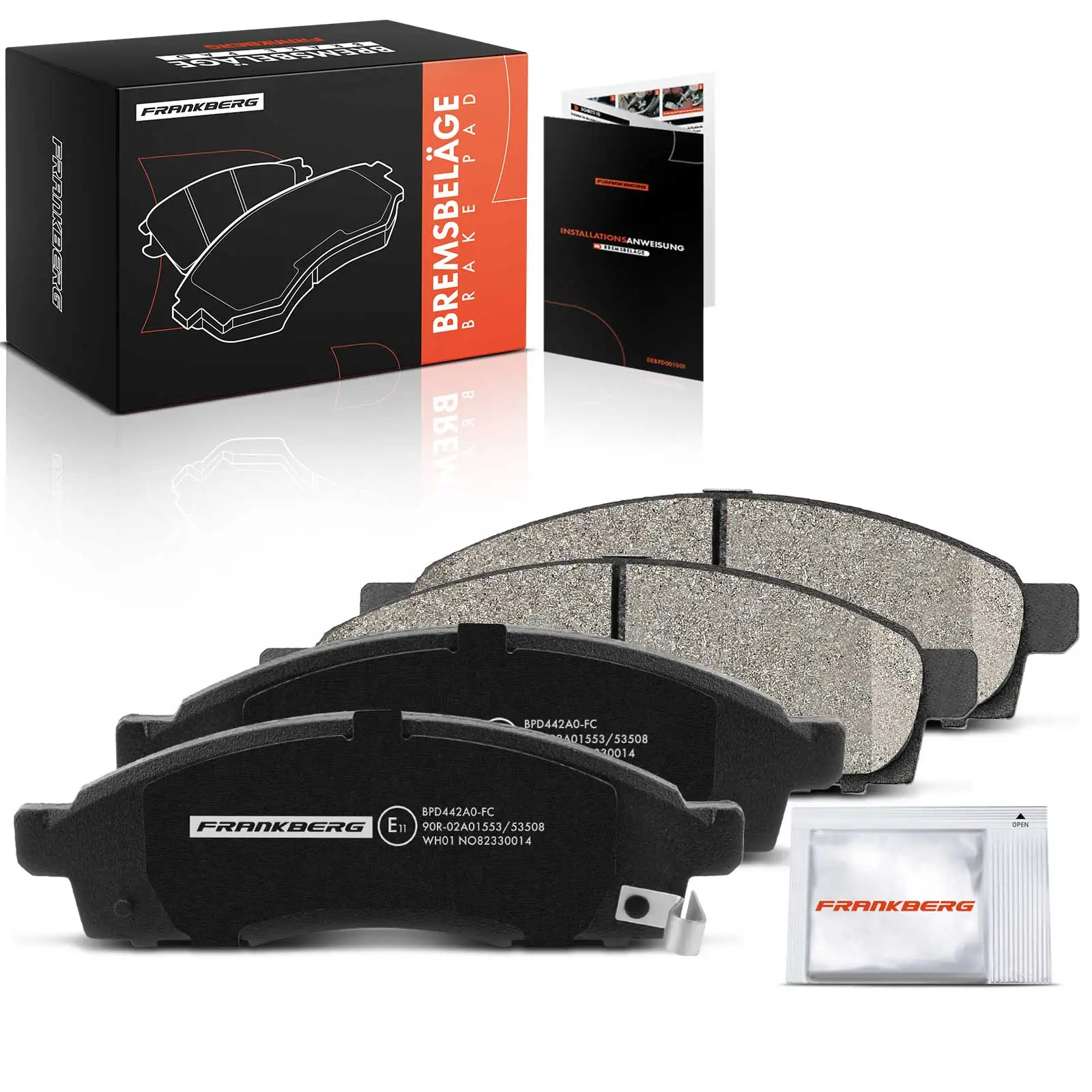 Plaquettes de frein avant Frankberg 4x pour Nissan NV200 Van, NV200/Evalia Bus, 1.5L, 1.6L, Année modèle à partir de 2010, AY040NS158, AY040NS141