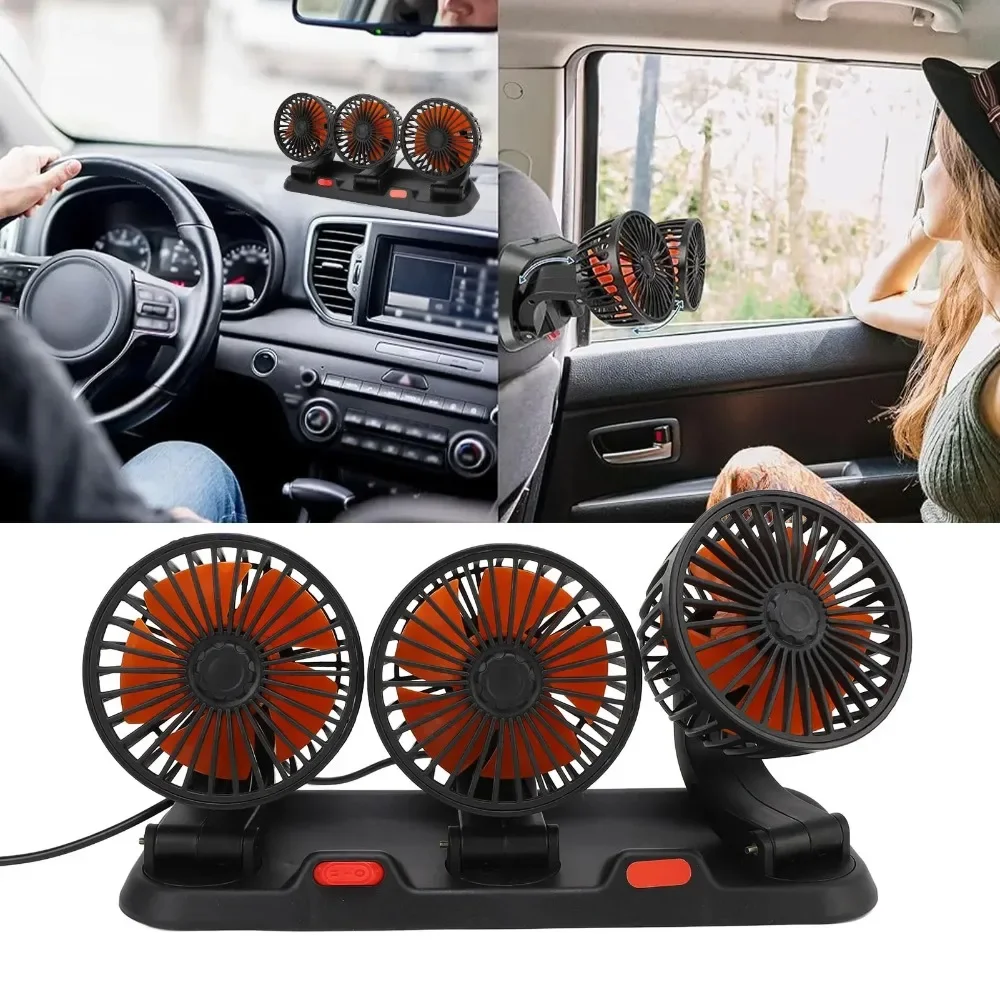Adjustable 1/3 Head Air Fan for Car 2 Speeds 360 Degree Rotation Silent Ventilador Portátil for Home, Office Ventilador Amagi
