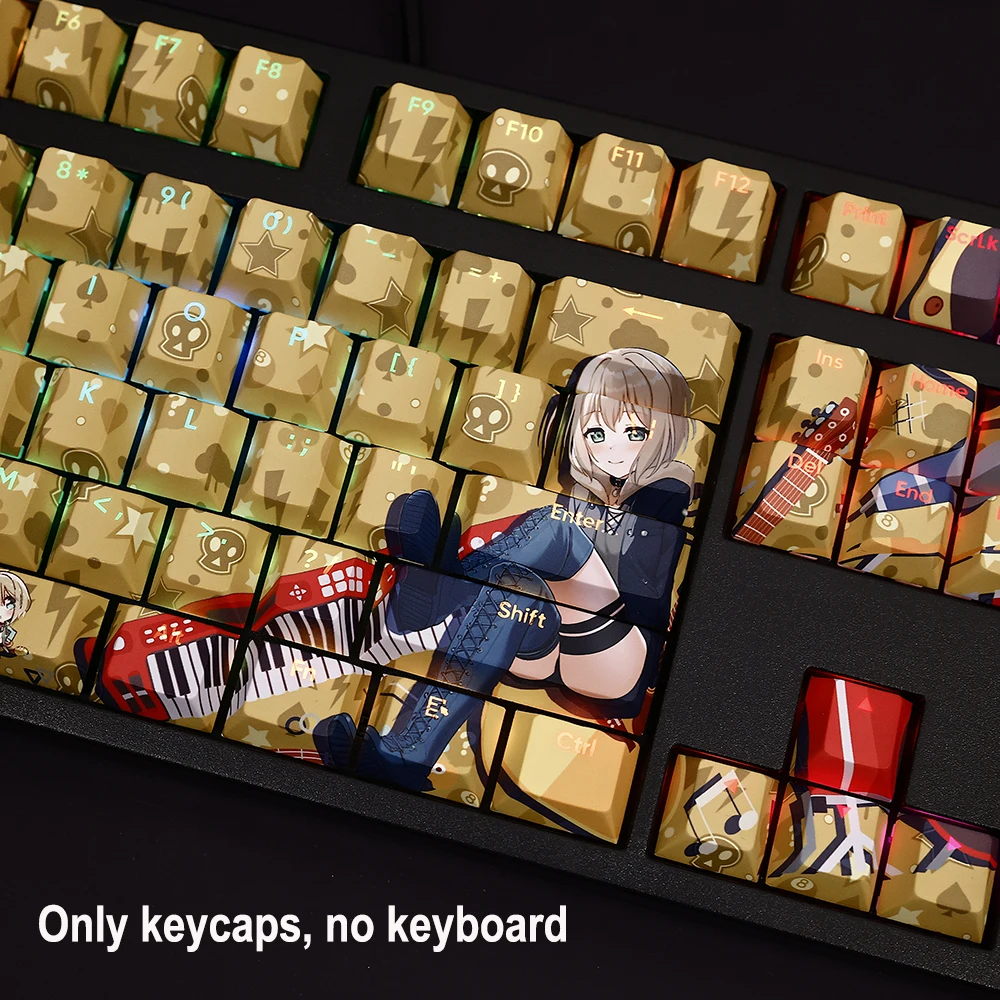 BanG Dream Keycaps Ave Mujica 108 Keys PBT Dye Subbed Keycap Cherry Anime Cartoon Gaming Key caps For ANSI 61 87 104 108 Keys