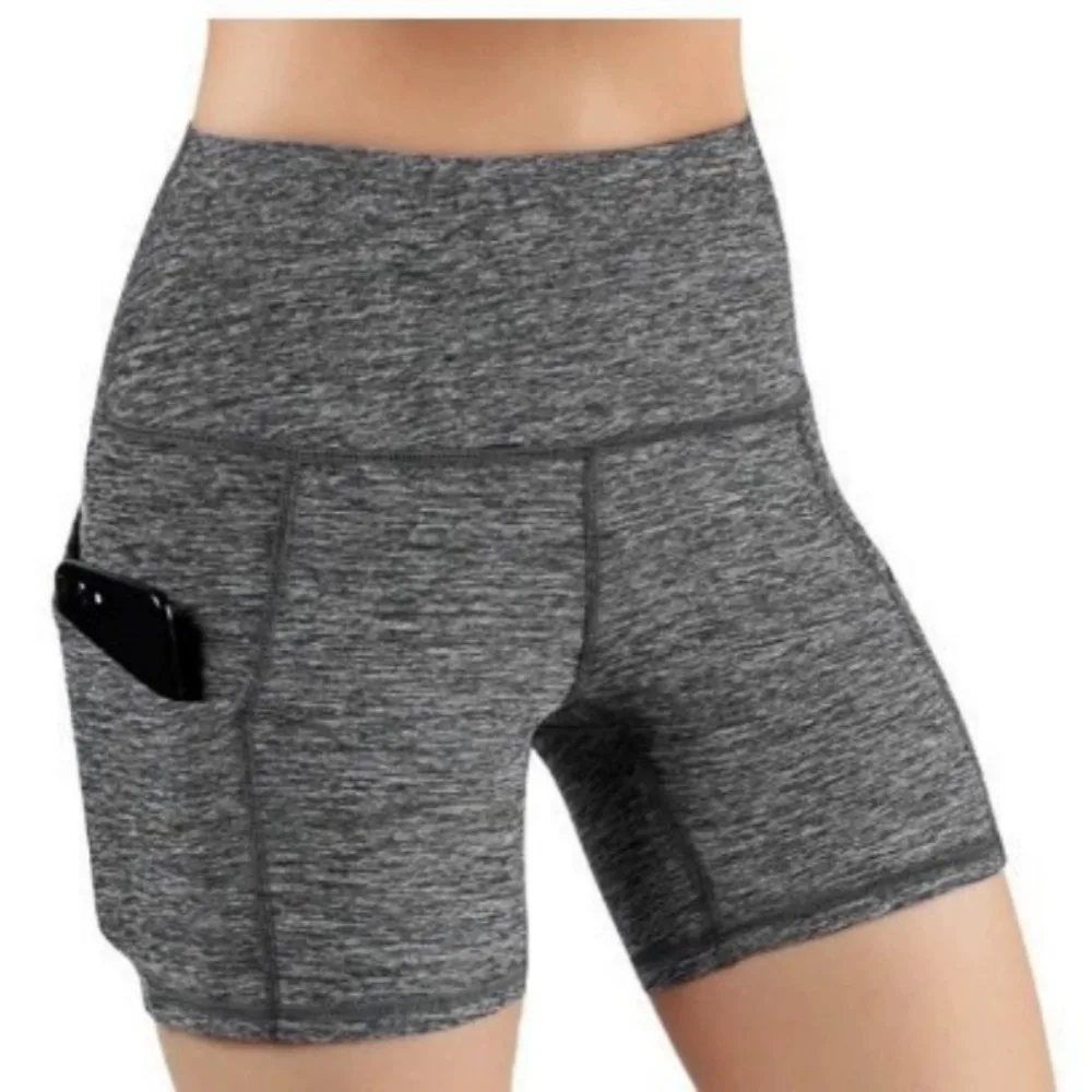 شورت رياضي عالي الخصر لرفع المؤخرة الأوروبية والأمريكية للنساء بجيب جانبي لليوجا والتنس