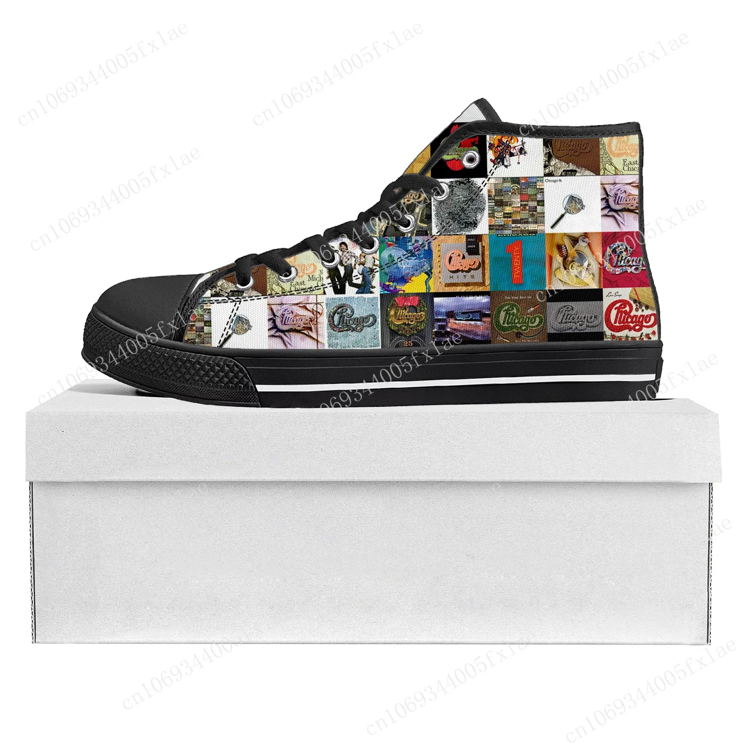 Zapatillas de deporte de alta calidad para hombre y mujer, zapatos informales de lona con diseño de banda de Rock de Chicago, color negro, para parejas