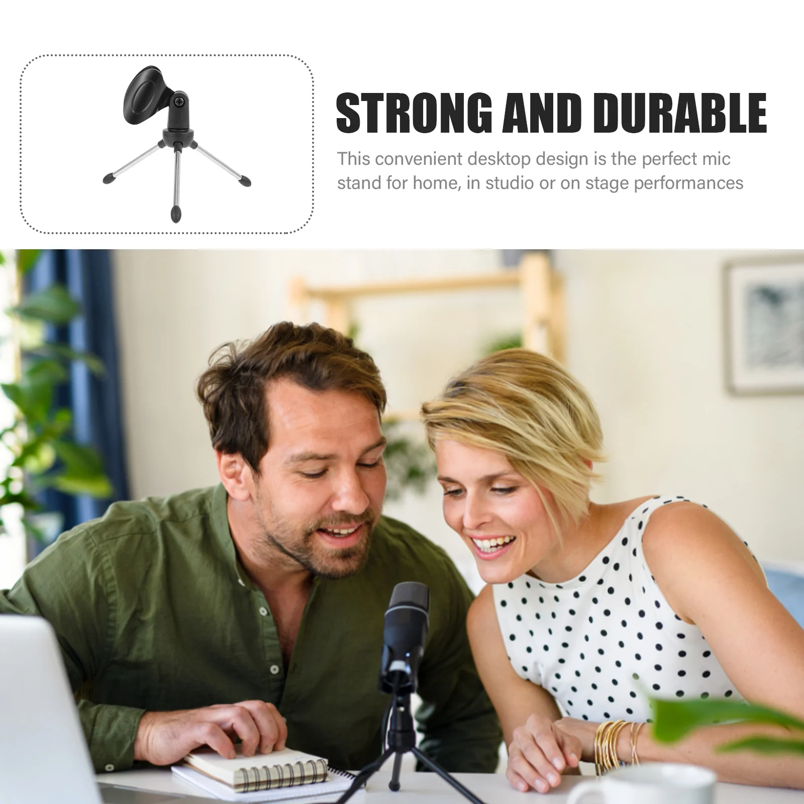 

2Pcs Foldable Desktop Microphone Stand Metal Tripod Adjustable Table Mic Holder Bracket for Live Stream Recording Podcast