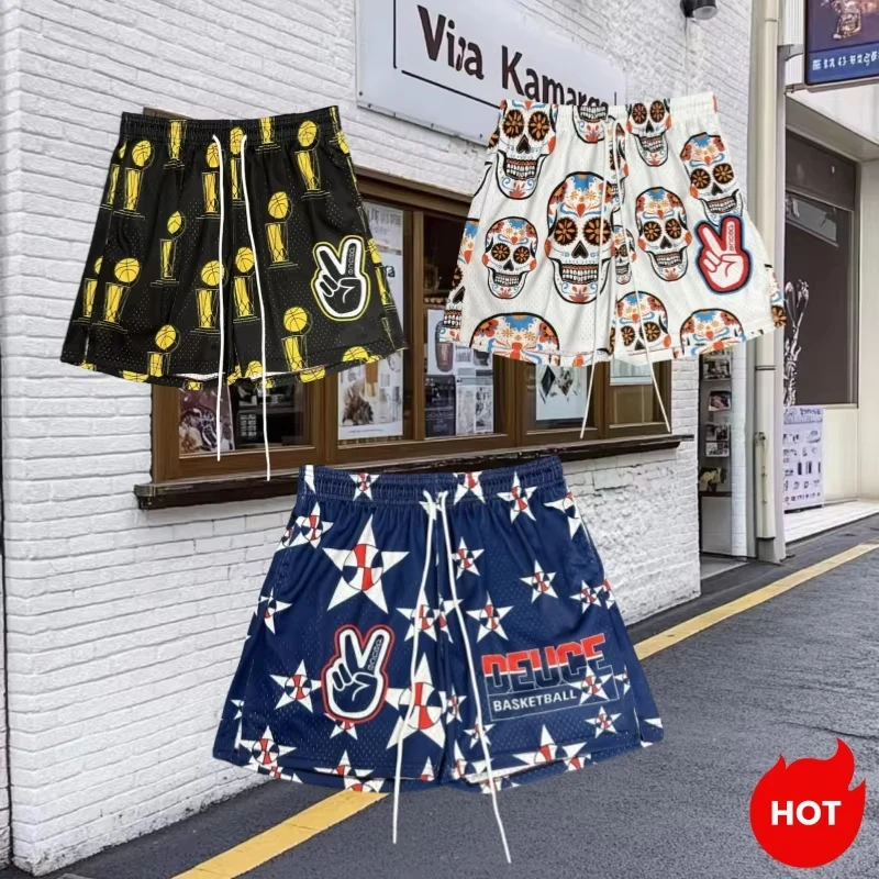 

North American Basketball Shorts 250g Heavy Fabric Printing Large Mesh Breathable Quick-drying Motorcycle