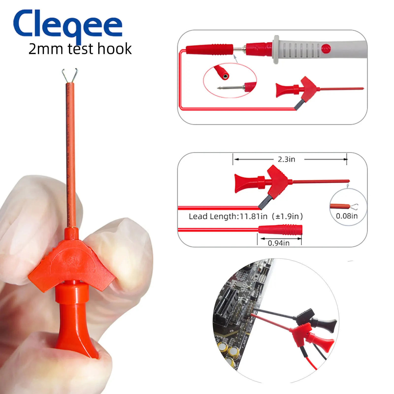 Cleqee p1503 série kit de chumbo teste com sonda de agulha substituível 4mm plugue banana sonda de teste clipe jacaré para testes multímetro