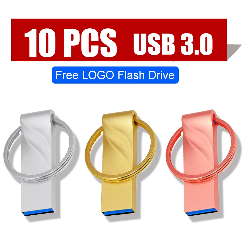 

10PCS/lot Metal USB Flash Drives 4GB Pendrive 8GB 16GB USB 3.0 Pen Drive 32GB 64GB 128GB Memory Sticks 64GB128GB Free LOGO