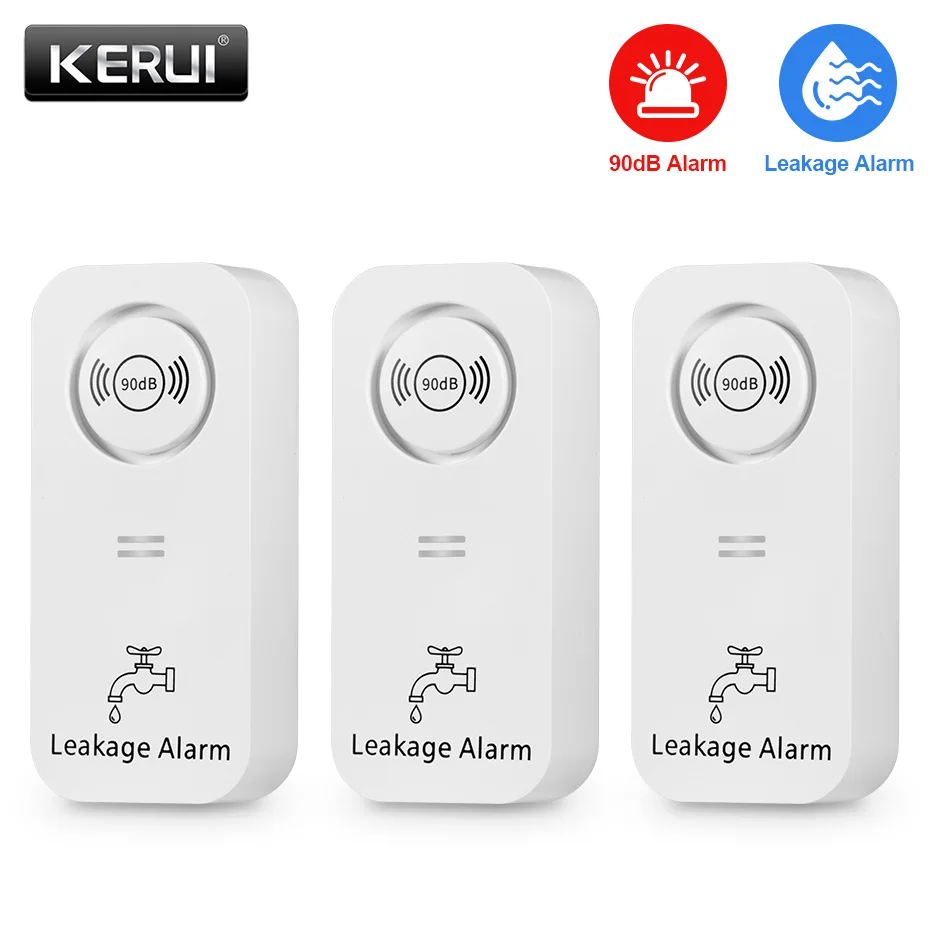 KERUI Wireless Water Sensor 90dB Alarm Water Leak Detector Alert Monitoring of Leaks And Drip Alarm for Kitchen Bathroom Basemen