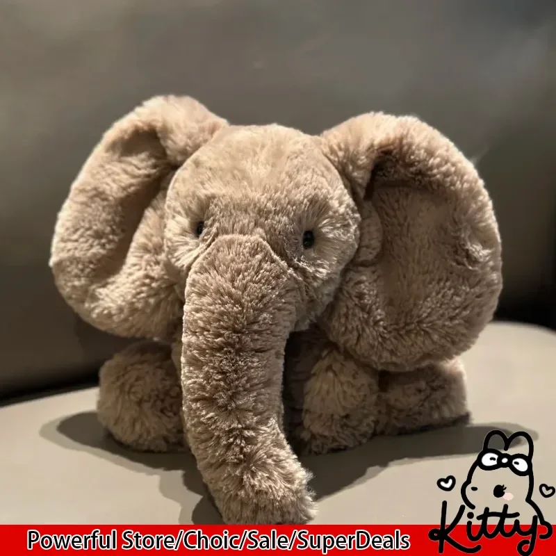 دمية فيل محشوة ناعمة بطول 34/56 سم، لعبة حيوانات محشوة للعناق، رفيق مريح للنوم، زينة للمكتب، هدية مثالية للأطفال