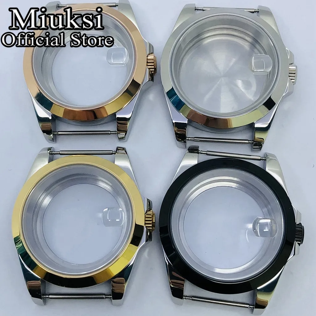 Miuksi 36mm/40mm silver gold black watch case sapphire glass fit NH35 NH36 NH34 ETA2824 PT5000 movement