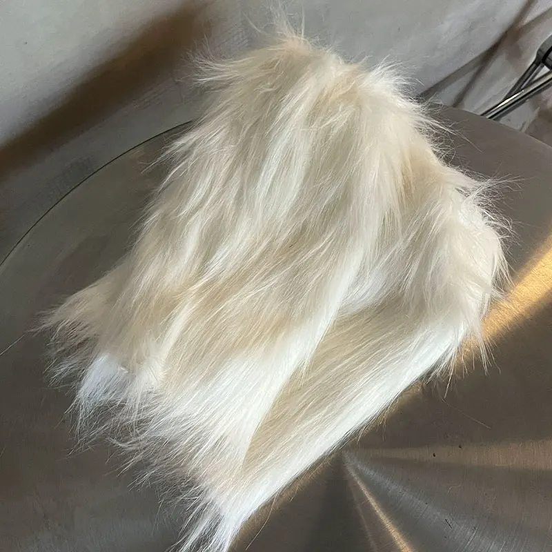 

Furry Leg Warmers Y2K Goth White Faux Fur Leg Warmers Boot Covers Woman Cute Jk Knee-length Hipster Warm Sock Fashion Socks
