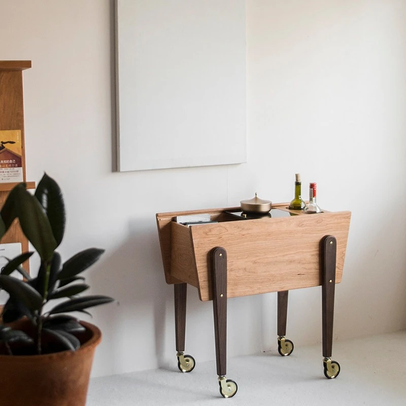 Tall storage cart, side cabinet, moving side table, storage collection cabinet
