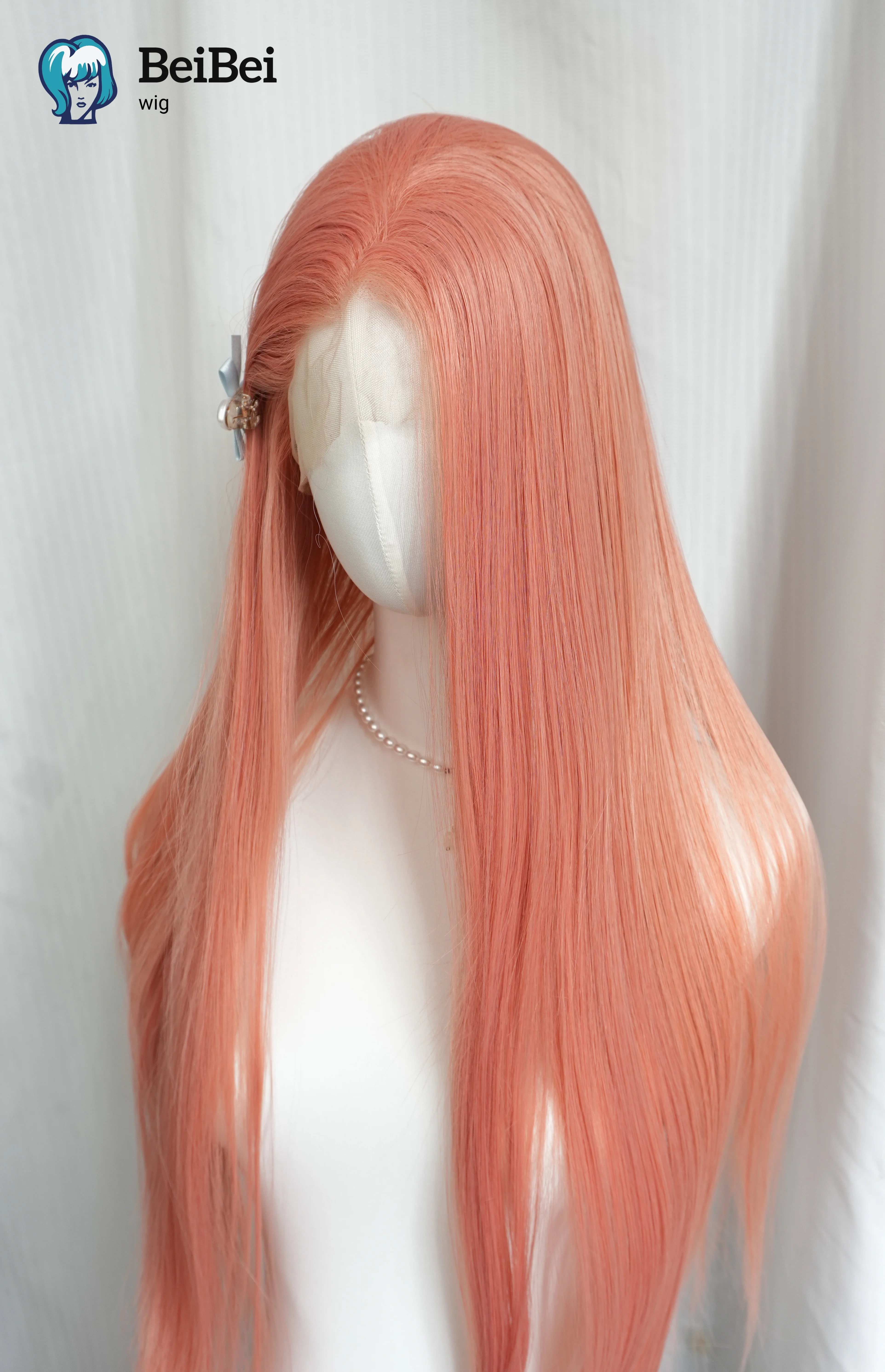 Warm Pink Lace Wigs for Wome Glueless 150% Density 26Inch Long Straight 13*4 Synthetic Lace Wigs Lolita for Cosplay Daily Use