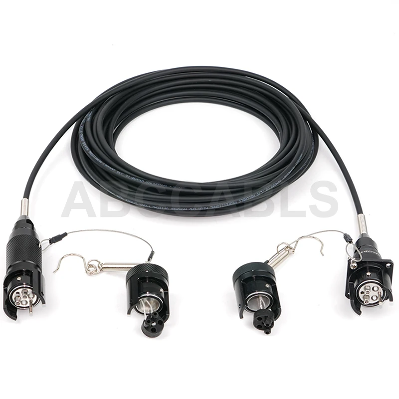 ABCCABLS 4 Core 2 Channel IP65 Waterproof Tactical Fiber Patch Cord Metal Aviation LC Connector Outdoor Stage Optical Cable