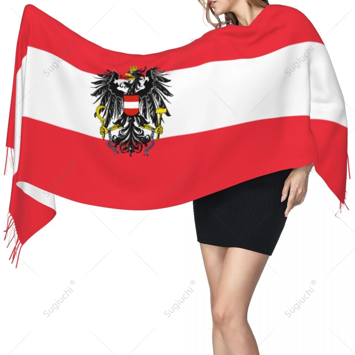 

Austria Emblem Flag Scarf Pashmina Warm Scarves Shawl Wrap Hijab Spring Winter Multifunction Unisex