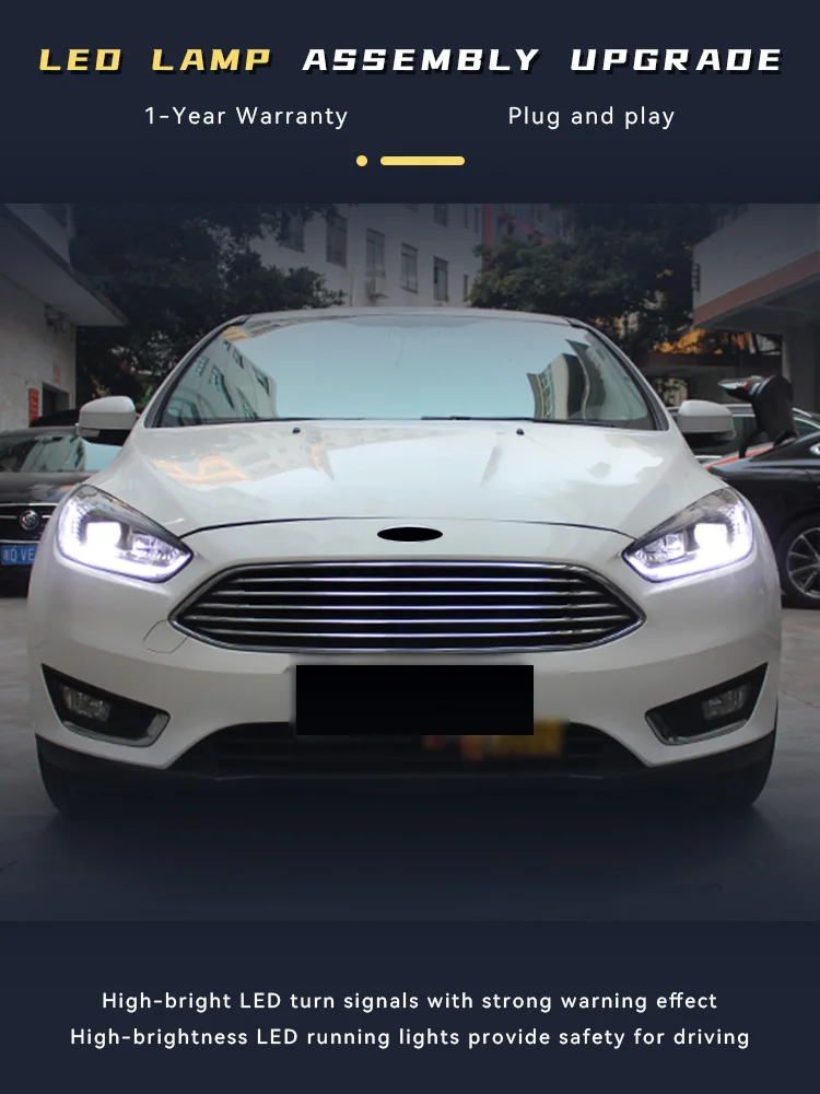 Accessori auto faro per Ford Focus 2015 2016 2017 2018 faro LED DRL luci di marcia Bi-Xenon fascio luci anteriori strumenti