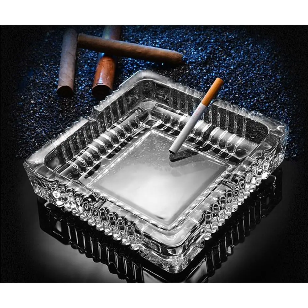 

7 Square Glass Ashtray - Large for Cigarettes or Cigars, Decorative Indoor/Outdoor, Ideal for Home or Patio Use