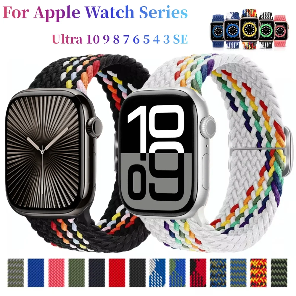 

Nylon woven strap for Apple watch 10 46mm 42mm Ultra 49mm Sports breathable band for iwatch 9 8 7 6 5 4 3 SE 45mm 41mm 44mm 40mm