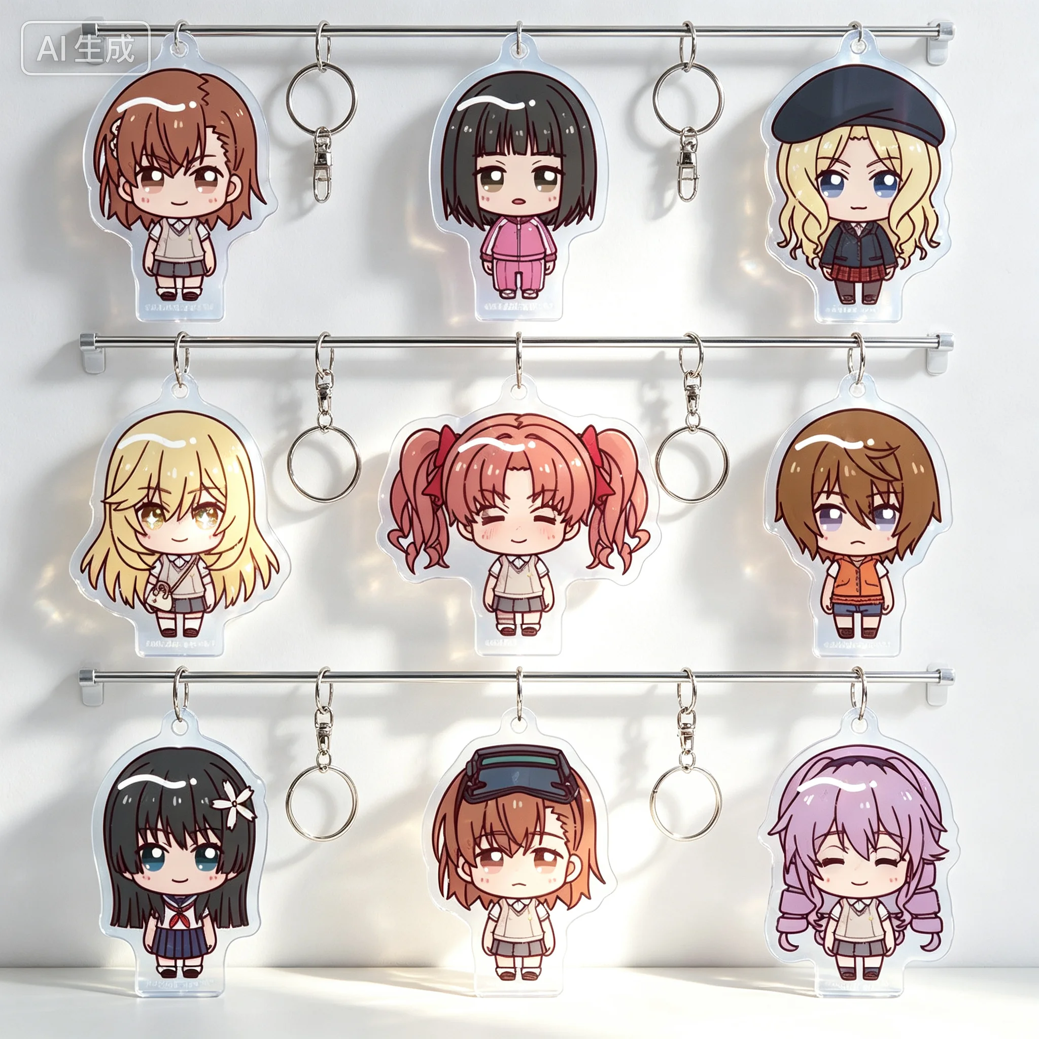 Anime A Certain Scientific Railgun T Mikoto Misaka Q-Style Acrylic Pendant Keychains Bag Decorations Gifts For Friends