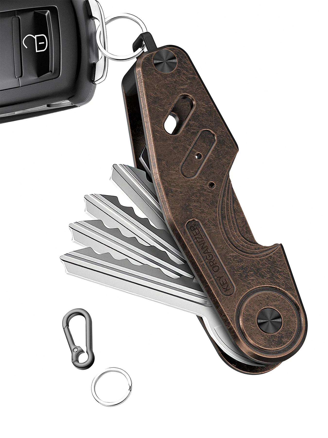 Compact Metal Aluminum Key Organizer, Minimalist Innovative Keyholder-Car Key Chain, Smart KeyChains Key Case up to 6 Keys