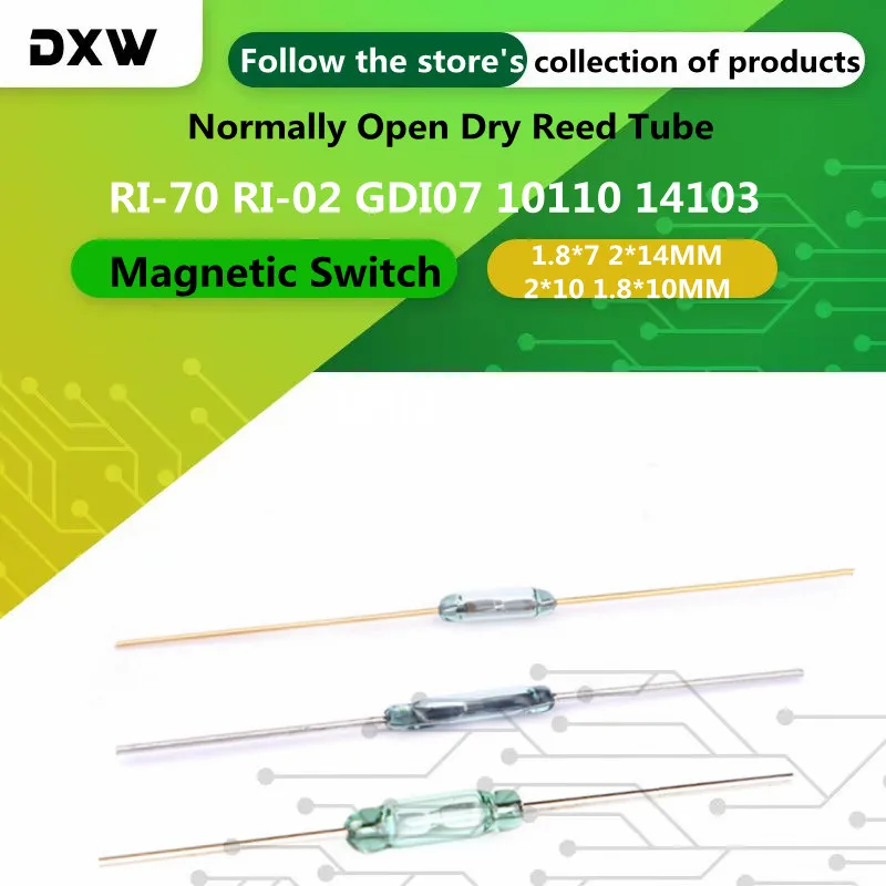 10pcs/Lot Normally Open Dry Reed Tube Magnetic Conversion Sensor Induction Switch RI-70 RI-02 GDI07 10110 14103 1.8*7MM