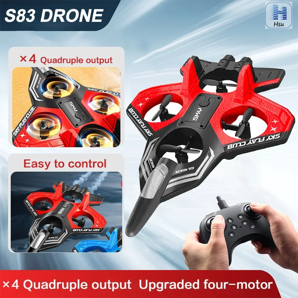 S83 2.4G 4CH RC EPP طائرة مقاتلة رغوية - 360 درجة تراجع حيلة، إقلاع بمفتاح واحد، أضواء LED - أفضل هدية لعبة للأطفال