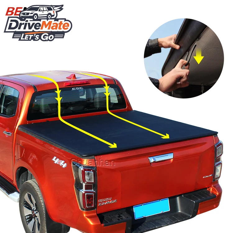 Low Profile Soft Truck Bed Cover Navara Np300 Retractable Rolling up Hilux Tonneau Cover for GMC Mazda BT50 MAXUS T60 T70