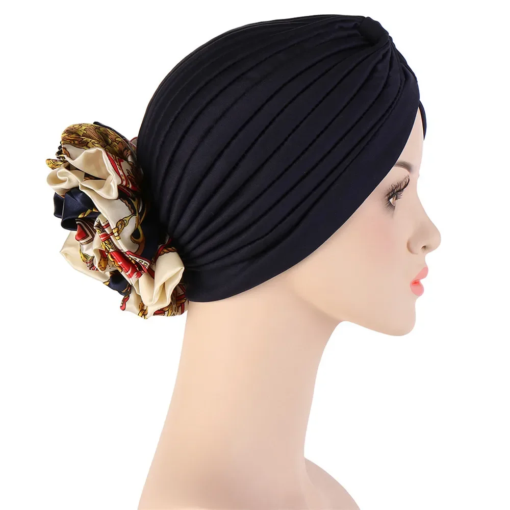 Grande Fiore Hijab Turbante Cofano Donne Musulmane Underscarf Hijab Islamico Cappello Interno Hijab Headwrap Chemio Caps Berretti Cancro Solido