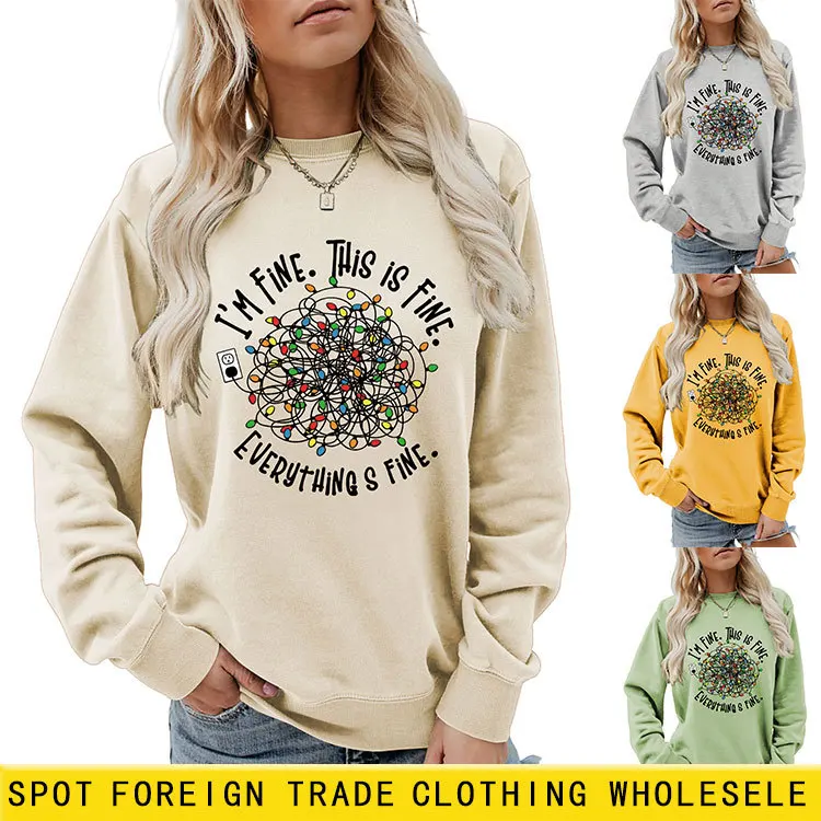 

2024 Autumn Winter Women's Sweatshirt Plus Velvet Female Printed Casual O-neck Long Sleeve Tops Thicken Lady's Pullovers