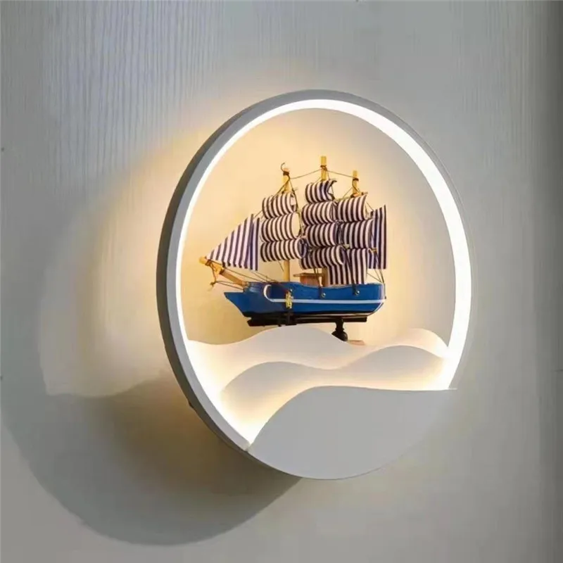 LED Spaceman Wall Lamp for Bedroom Children\'s Room Astronaut Swan Boat Ornaments AisleStairway Sconces