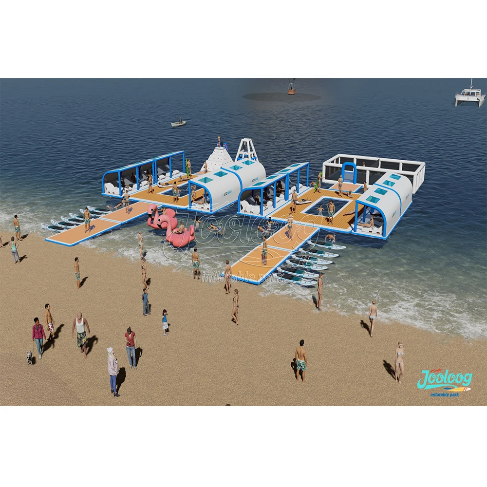 Promotional Event Large Size Seaside Resort Inflatable Island For Water Entertainment