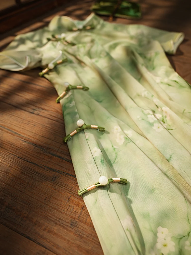 

Новое китайское платье в традиционном стиле, облегающее, женское, летнее, тонкое, премиум-класса, Suzhou Ci Diary, традиционное китайское.