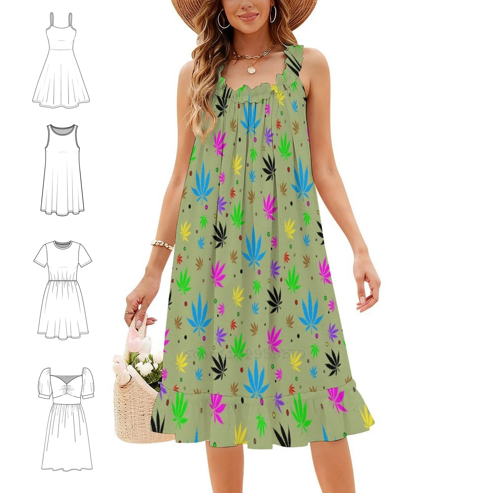 420 Rainbow Boho Chic Dress Elegant Fashion Beach Wedding Party Gown 420 Rainbow Weed Stoner Bud Nugs Kush Womens Dresses
