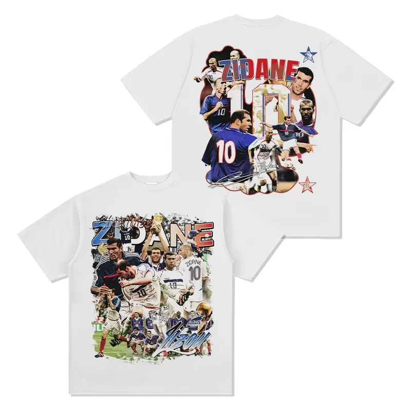 Camiseta Zidane para hombre y mujer, camiseta de fútbol de Francia, camiseta conmemorativa del campeón de 1998, camisetas de manga corta extragrandes unisex de verano