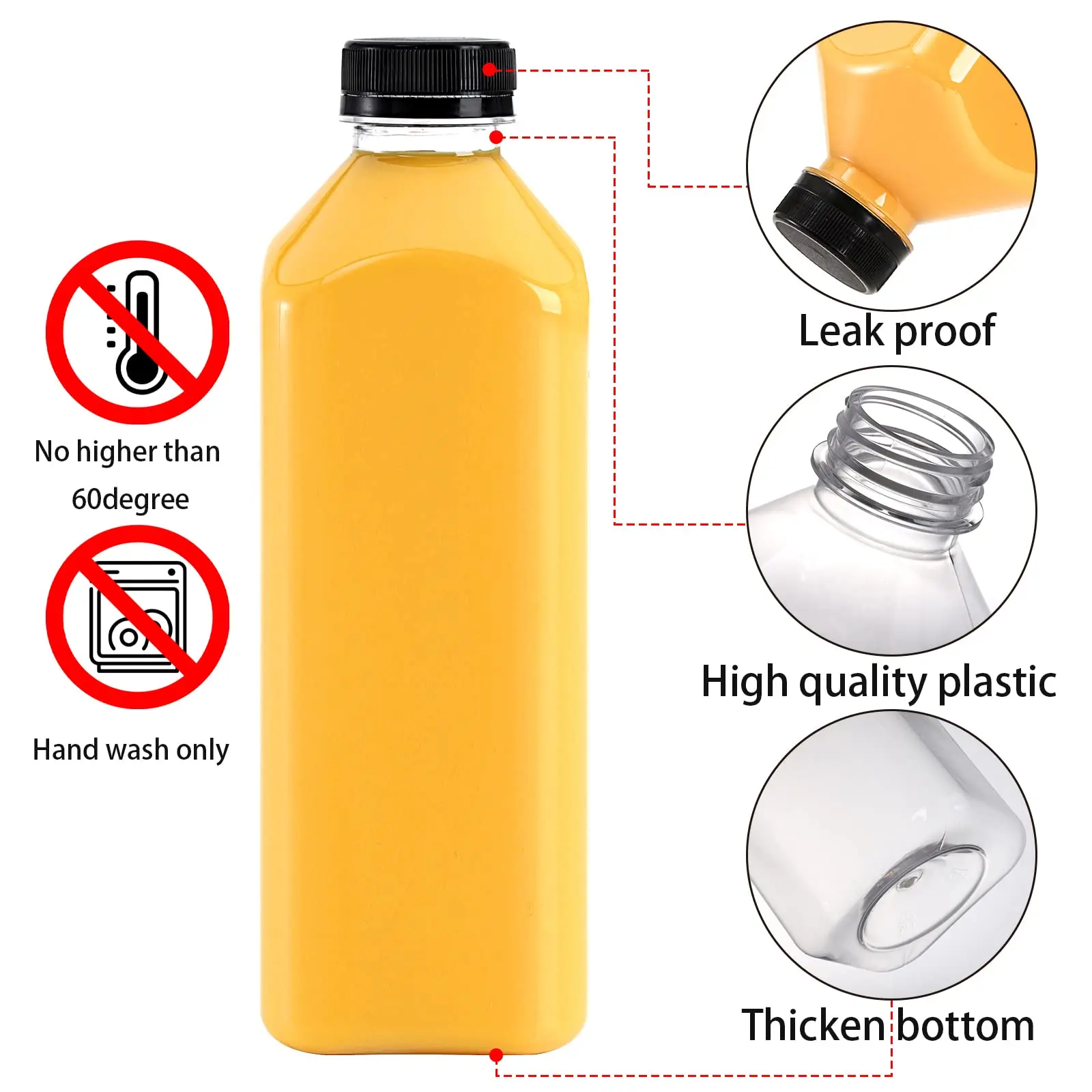 HI-Bouteille Carrée Transparente en Plastique Africain pour Jus, Lait, Thé, Boisson, Café, Thé, Soda, DIY, 100 ml, 500 Pièces