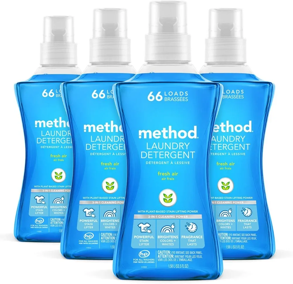 

Method Liquid Laundry Detergent Fresh Air 66 Loads Per Bottle Biodegradable Formula Plant-Based Stain Remover