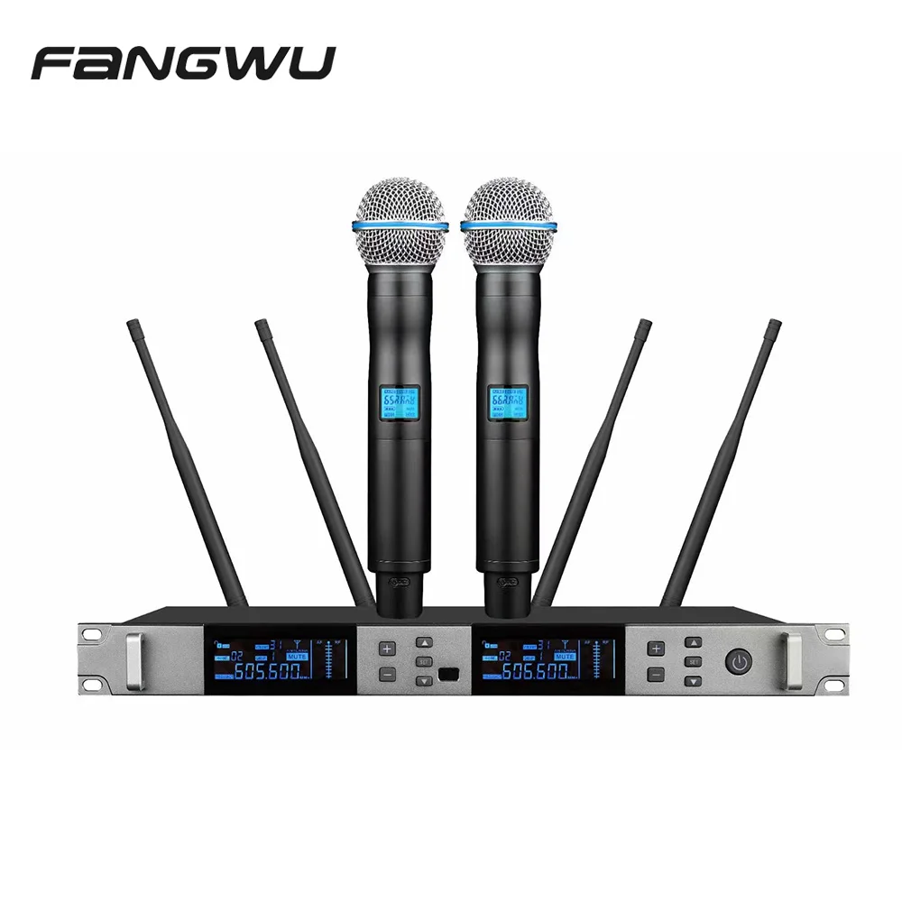 2026 High Quality 2 Handheld UHF 100m True Diversity Wireless Microphone System
