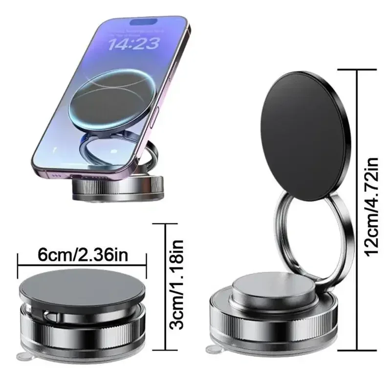 

2026 New Ultra-Strong Magnetic Car Phone Holder! 360° Adjustable Vacuum Suction Cup Mount, Alloy Bracket Fit for MagSafe Phones