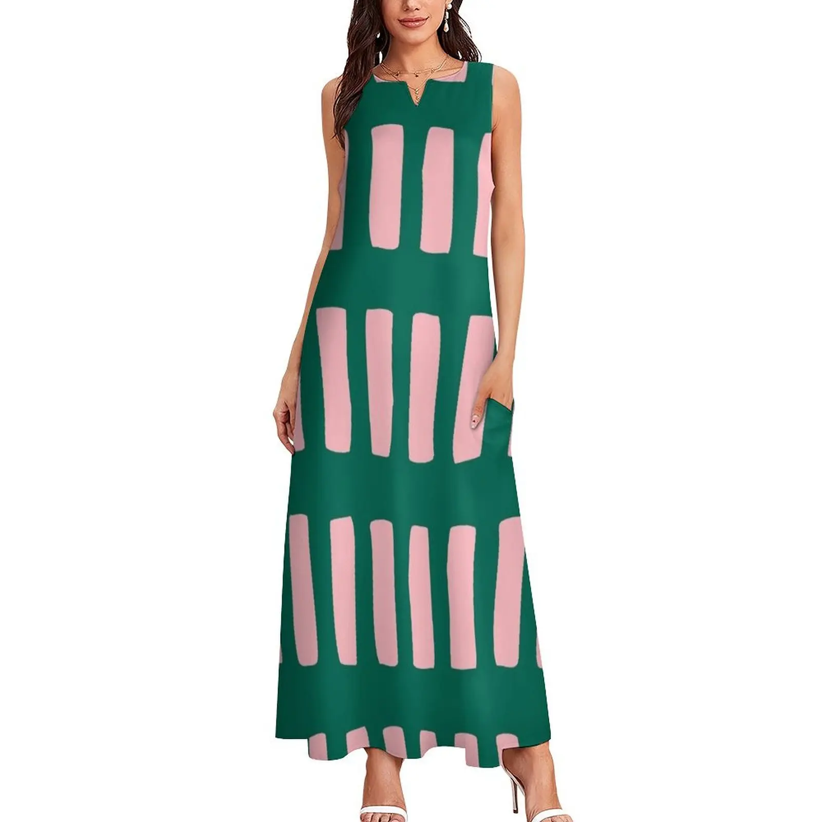 Handrawn Boho Rectangles No 03 Long Dress woman dress evening dresses women summer dresses women 2025