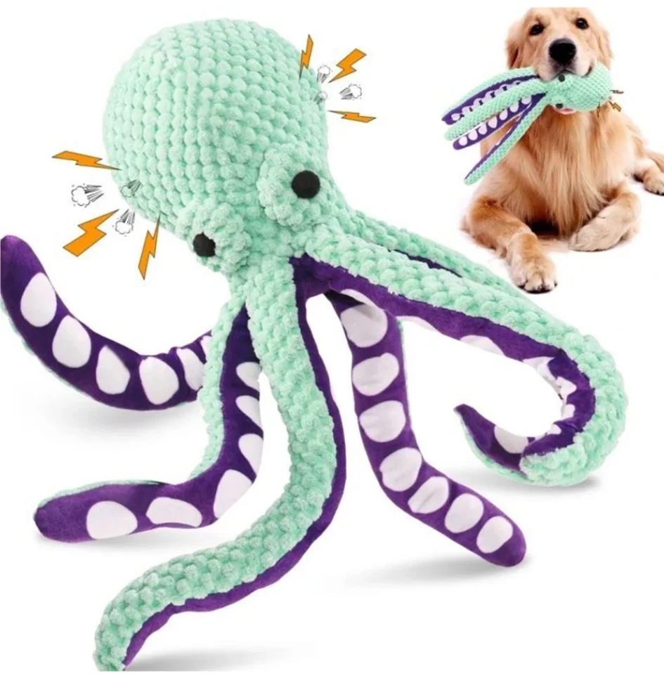 Dog pet plush octopus toy interactive sound anti-demolition home large and small dog boredom companion toy