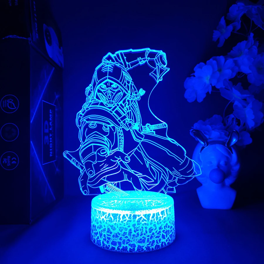 Mortal Kombat Sub Zero 3D Gamer Decoration Night Light Room Decor Setup LED Table Lamp Kids Child Birthday Gift Gaming Backlight