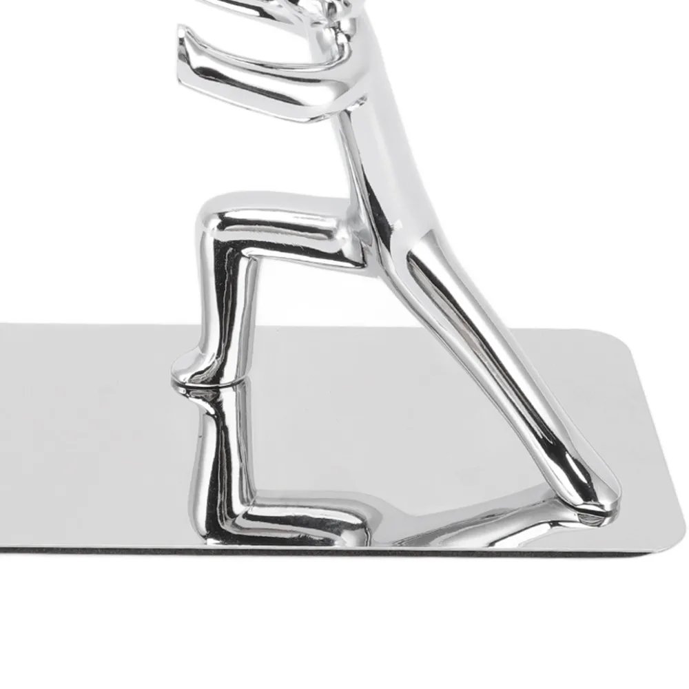 1set Metal Kung Fu Figure Bookend Silver 7.28 X 2.76in Desktop Book Stopper Book Support Decorative Book Holder Reading Corner
