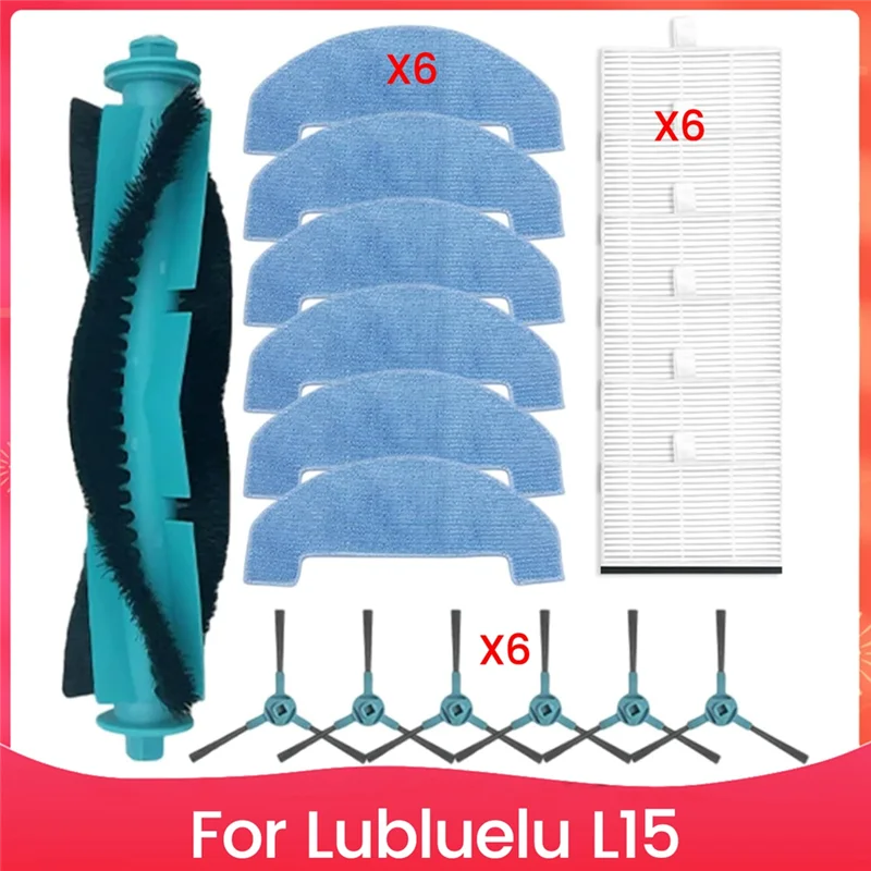 A20F-For Lubluelu L15 مجموعة قطع غيار المكنسة الكهربائية الفرشاة الرئيسية والفرش الجانبية والمرشحات ملحقات المكنسة الكهربائية الروبوتية