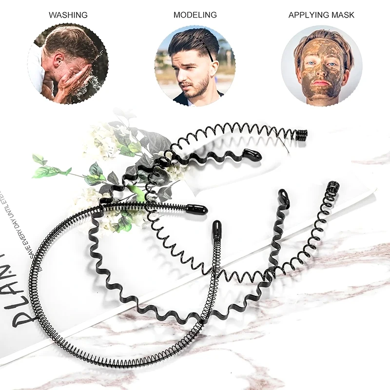 

6pcs Metal Headband For Men Women Fashion Hair Bands Outdoors Sports Non Slip Smooth Elastic Teeth Comb Unisex Hair Accessories