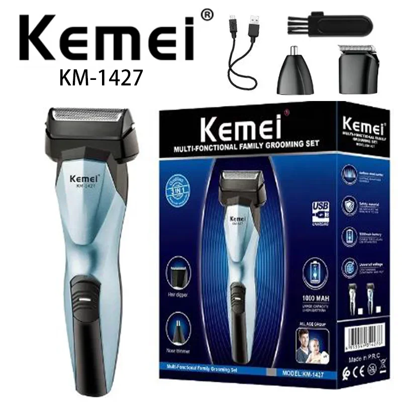 

Kemei km-1427 Multifunctional Carbon Cutter Head Three In One Nose Hair Trimmer Reciprocating Shaver Electric Hair Clipper