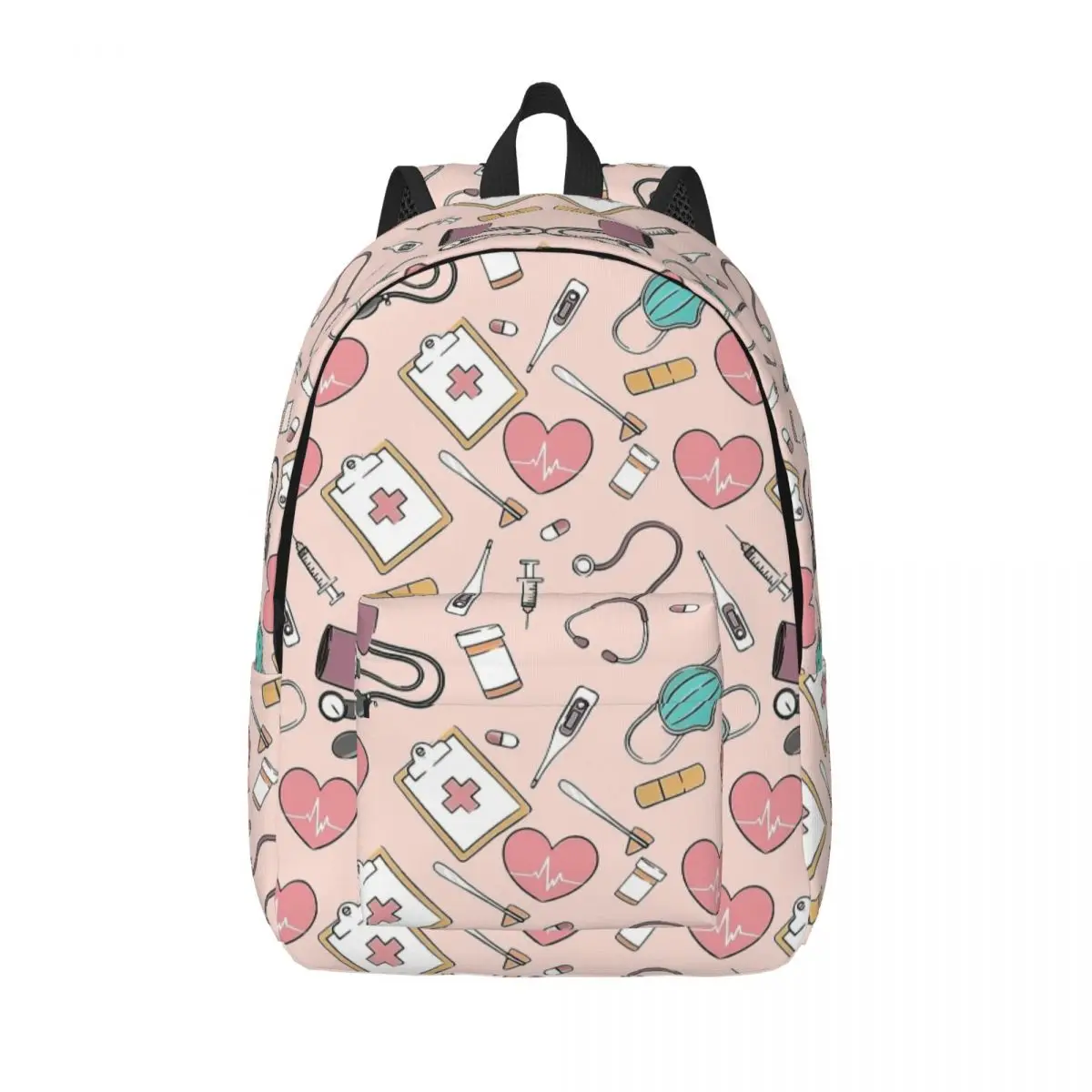 Sac à dos en tissu rose pour infirmière, sac à dos avec poche pour étudiant, sac à dos d'affaires pour hommes et femmes, sacs en toile pour collège, mode temporelle