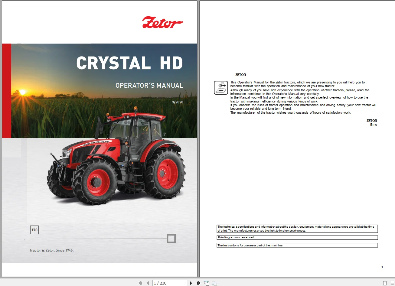 

Zetor Tractor Update 2021 Operator's, Repair, Training Manual & Spare Part Catalog