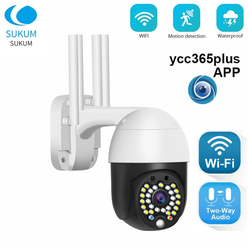 

YCC365 Plus IP Camera 2MP PTZ Surveillance Camera WIFI Outdoor Color Night Vision Security CCTV Camera