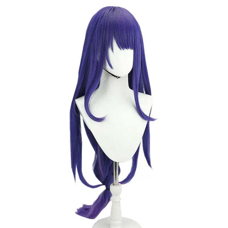 L-e-mail peruca de cabelo sintético genshin impacto raiden shogun cosplay peruca semanal chefe baal cosplay 110cm roxo resistente ao calor perucas