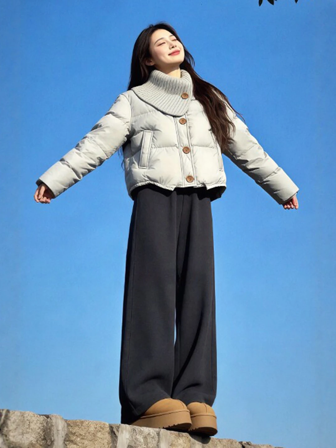 

Korean Sle ort Cotton Jaet Soft Ele Faionable Trendy Winter Outerwear for Small Figures Anti-Aging 2026