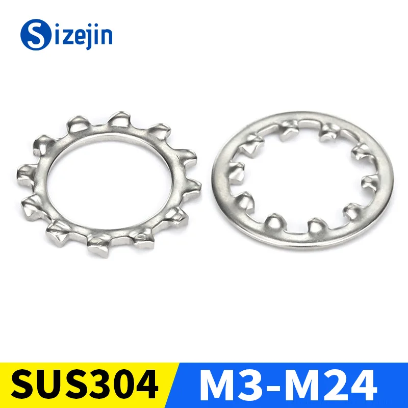 

304 Stainless Steel Internal Toothed Washer External Teeth Lock Washers Outside Inside Star M3/M4/M5/M6/M8/M10/M12-M20